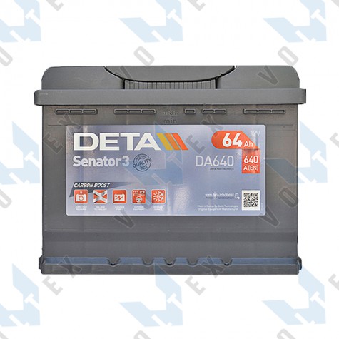 Аккумулятор Deta Senator 3 Carbon Boost 64Ah R+ 640A
